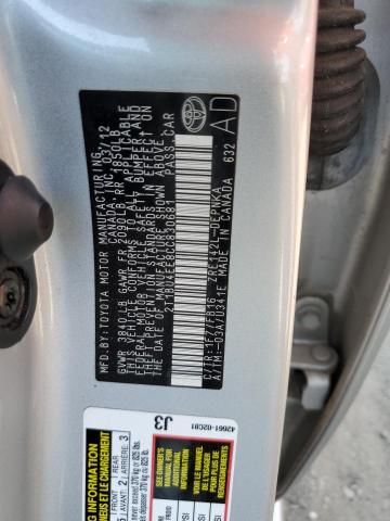 Photo 10 from auction – 2012 TOYOTA COROLLA BA with VIN 2T1BU4EE8CC830681