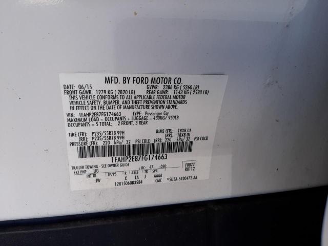 Photo 10 from auction – 2015 FORD TAURUS SEL with VIN 1FAHP2E87FG174663