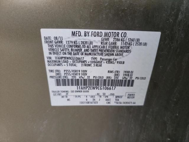 Фото 10 с аукциона – 2012 FORD TAURUS SEL с VIN 1FAHP2EW9CG106617