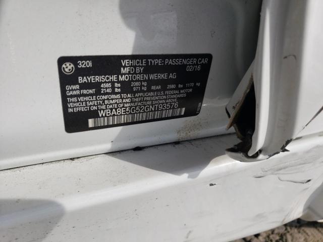 Photo 10 from auction – 2016 BMW 320 XI with VIN WBA8E5G52GNT93576