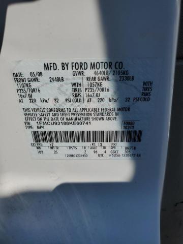 Photo 10 from auction – 2008 FORD ESCAPE XLT with VIN 1FMCU93188KE60741