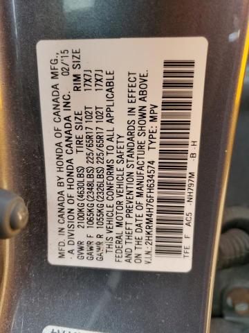 Photo 10 from auction – 2015 HONDA CR-V EXL with VIN 2HKRM4H76FH634574