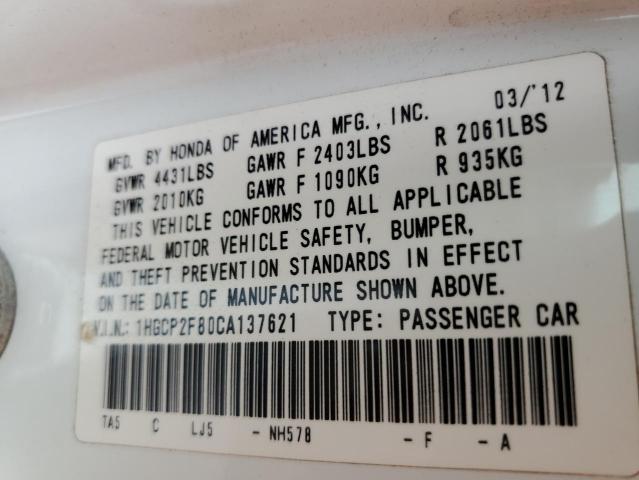 Photo 10 from auction – 2012 HONDA ACCORD EXL with VIN 1HGCP2F80CA137621