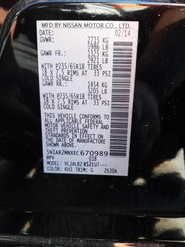 Foto 10 de la subasta – 2014 NISSAN PATHFINDER con VIN 5N1AR2MNXEC670989