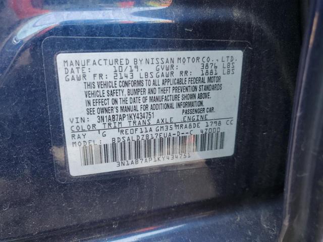 Photo 10 from auction – 2019 NISSAN SENTRA S with VIN 3N1AB7AP1KY434751