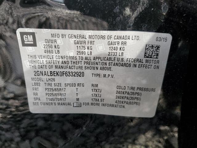 Photo 10 from auction – 2015 CHEVROLET EQUINOX LT with VIN 2GNALBEK0F6332920