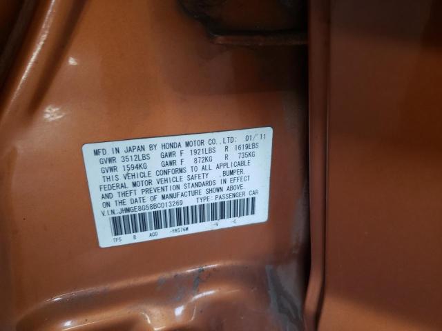 Photo 10 from auction – 2011 HONDA FIT with VIN JHMGE8G58BC013269