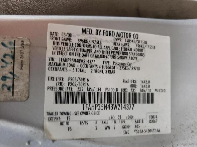 Photo 10 from auction – 2008 FORD FOCUS SE with VIN 1FAHP35N48W214377