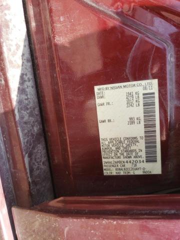 Photo 10 from auction – 2012 NISSAN ALTIMA BAS with VIN 1N4AL2AP0CN442034