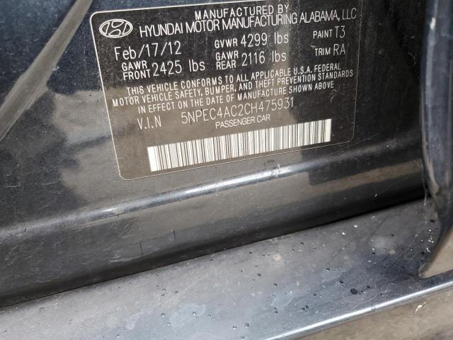 Photo 10 from auction – 2012 HYUNDAI SONATA SE with VIN 5NPEC4AC2CH475931