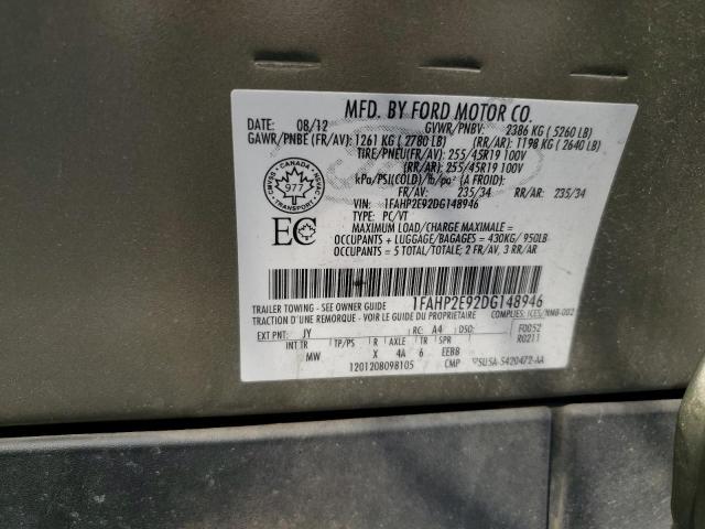 Photo 10 from auction – 2013 FORD TAURUS SEL with VIN 1FAHP2E92DG148946