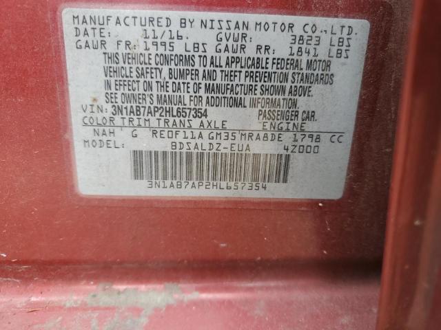 Photo 10 from auction – 2017 NISSAN SENTRA S with VIN 3N1AB7AP2HL657354