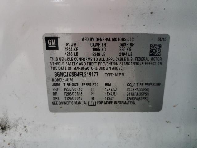Photo 10 from auction – 2015 CHEVROLET TRAX LS with VIN 3GNCJKSB4FL219177