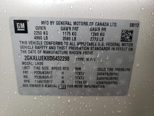 Photo 10 from auction – 2013 GMC TERRAIN SL with VIN 2GKALUEK8D6432298