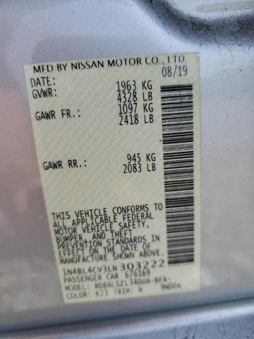 Photo 10 from auction – 2020 NISSAN ALTIMA SR with VIN 1N4BL4CV3LN303222