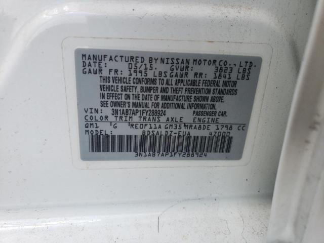 Photo 10 from auction – 2015 NISSAN SENTRA S with VIN 3N1AB7AP1FY288924