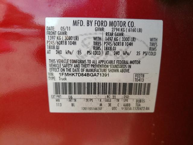 Photo 10 from auction – 2011 FORD EXPLORER X with VIN 1FMHK7D84BGA71391