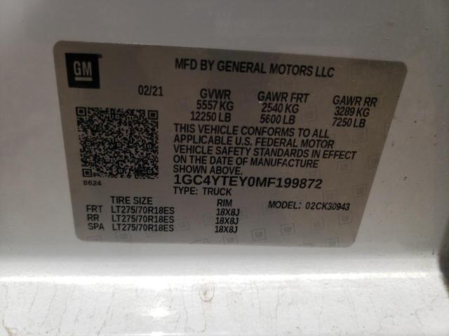 Photo 10 from auction – 2021 CHEVROLET SILVERADO with VIN 1GC4YTEY0MF199872
