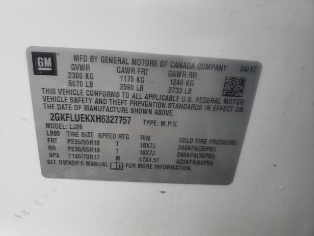 Photo 10 from auction – 2017 GMC TERRAIN SL with VIN 2GKFLUEKXH6327757