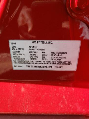 Photo 10 from auction – 2022 TESLA MODEL Y with VIN 7SAYGDEF2NF467371