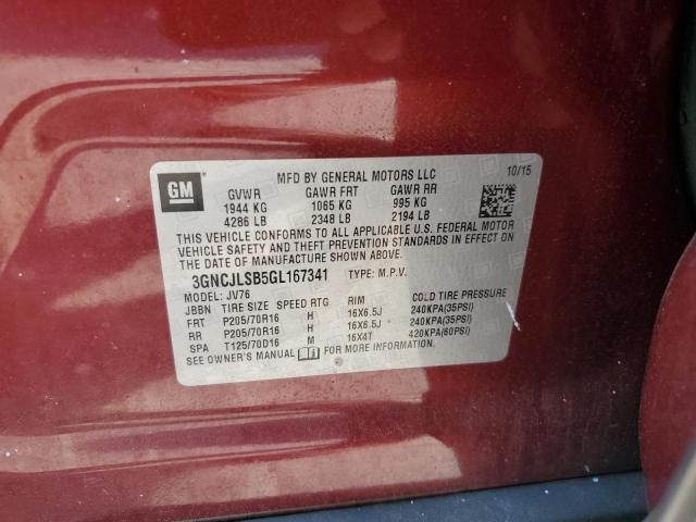 Photo 10 from auction – 2016 CHEVROLET TRAX 1LT with VIN 3GNCJLSB5GL167341