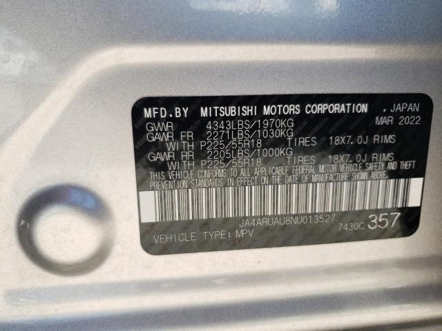 Photo 10 from auction – 2022 MITSUBISHI OUTLANDER with VIN JA4ARUAU8NU013527
