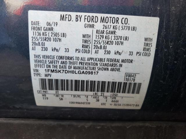 Photo 10 from auction – 2020 FORD EXPLORER X with VIN 1FMSK7DH0LGA09817
