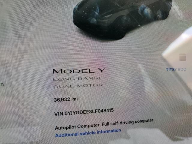 Photo 8 from auction – 2020 TESLA MODEL Y with VIN 5YJYGDEE3LF048415
