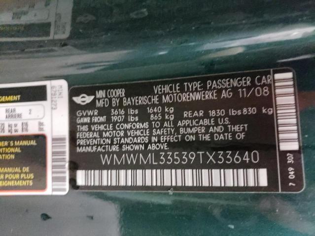 Photo 10 from auction – 2009 MINI COOPER CLU with VIN WMWML33539TX33640