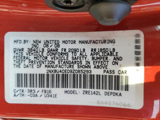 Photo 10 from auction – 2009 TOYOTA COROLLA BA with VIN 1NXBU40E09Z085293