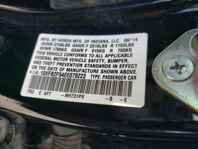 Photo 10 from auction – 2014 HONDA CIVIC LX with VIN 19XFB2F54EE079223