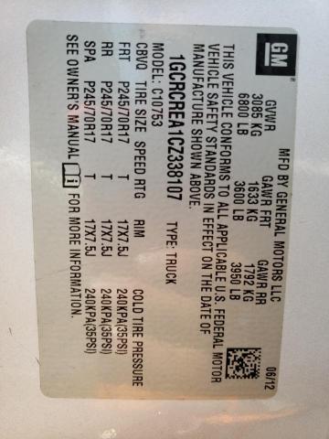 Photo 10 from auction – 2012 CHEVROLET SILVERADO with VIN 1GCRCREA1CZ338107