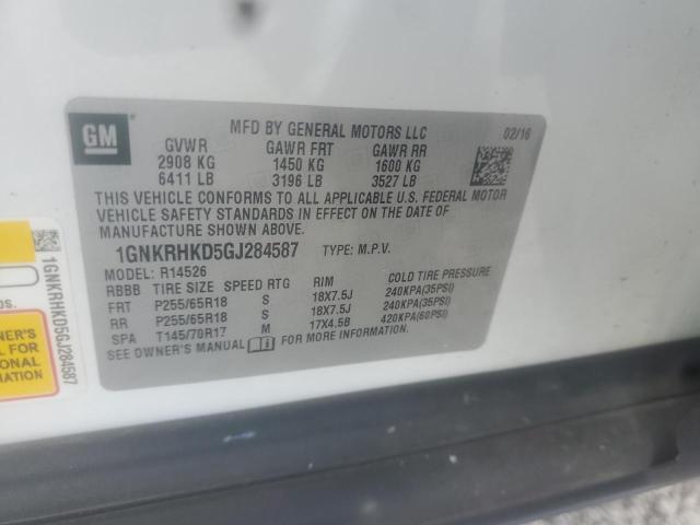 Photo 10 from auction – 2016 CHEVROLET TRAVERSE L with VIN 1GNKRHKD5GJ284587