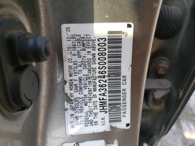 Photo 10 from auction – 2006 HONDA CIVIC HYBR with VIN JHMFA36246S008003