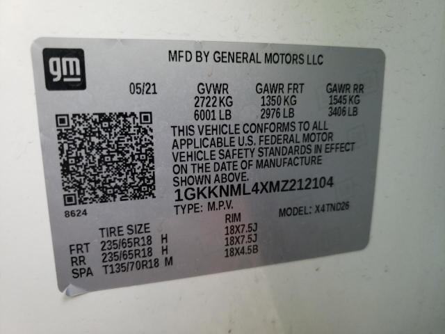 Photo 10 from auction – 2021 GMC ACADIA SLT with VIN 1GKKNML4XMZ212104