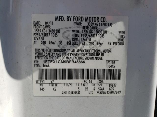 Photo 10 from auction – 2011 FORD F150 SUPER with VIN 1FTEX1CM9BFB45866