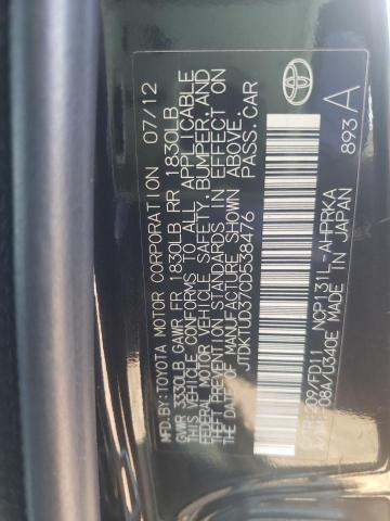Photo 10 from auction – 2012 TOYOTA YARIS with VIN JTDKTUD37CD538476