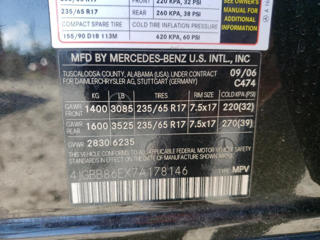 Photo 10 from auction – 2007 MERCEDES-BENZ ML 350 with VIN 4JGBB86EX7A178146