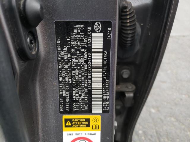 Photo 10 from auction – 2016 TOYOTA CAMRY LE with VIN 4T4BF1FK0GR534190