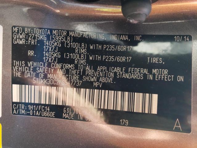 Photo 10 from auction – 2015 TOYOTA SIENNA LE with VIN 5TDKK3DC2FS547737
