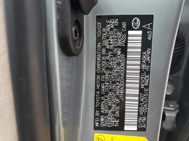 Photo 10 from auction – 2004 LEXUS ES 330 with VIN JTHBA30GX40008339