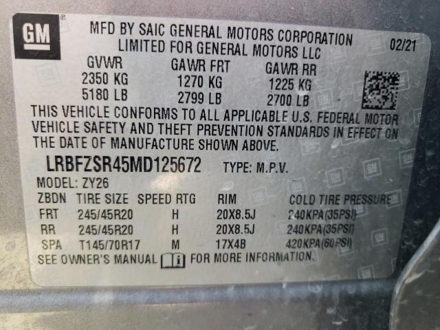 Photo 10 from auction – 2021 BUICK ENVISION A with VIN LRBFZSR45MD125672