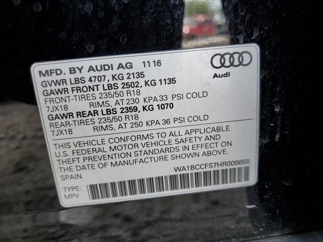Photo 10 from auction – 2017 AUDI Q3 PREMIUM with VIN WA1BCCFS7HR009855