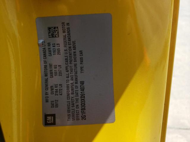 Photo 10 from auction – 2013 CHEVROLET CAMARO LT with VIN 2G1FB3D3XD9140748