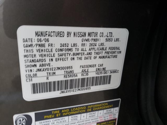 Photo 10 from auction – 2007 INFINITI M35 BASE with VIN JNKAY01E27M300955