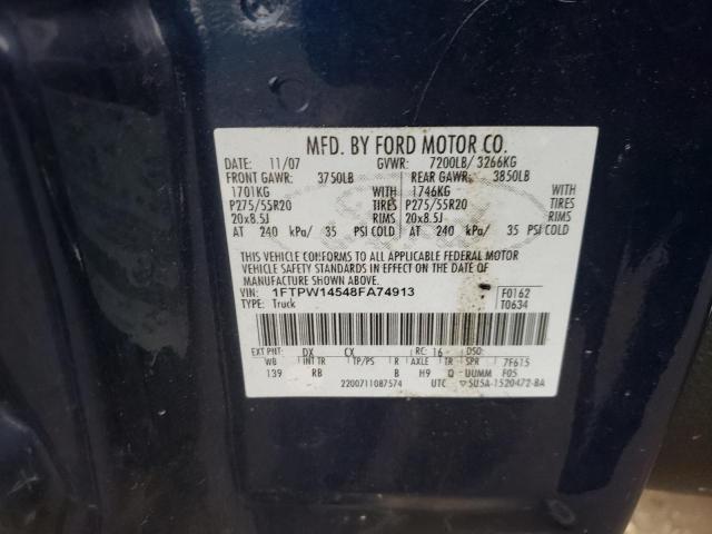 Photo 10 from auction – 2008 FORD F150 SUPER with VIN 1FTPW14548FA74913