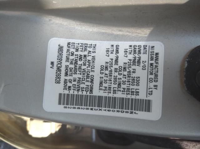 Photo 10 from auction – 2003 NISSAN PATHFINDER with VIN JN8DR09YX3W826828