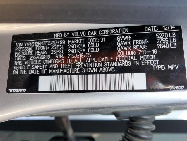 Photo 10 from auction – 2015 VOLVO XC60 T5 PL with VIN YV4612RM7F2707499
