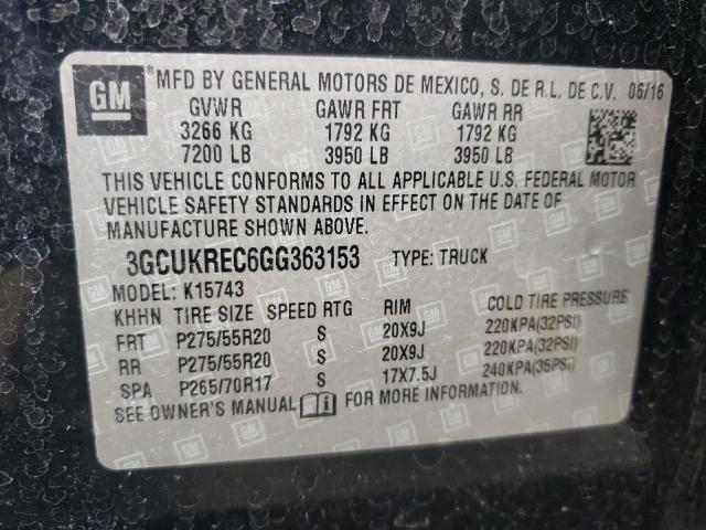 Photo 10 from auction – 2016 CHEVROLET SILVER1500 with VIN 3GCUKREC6GG363153