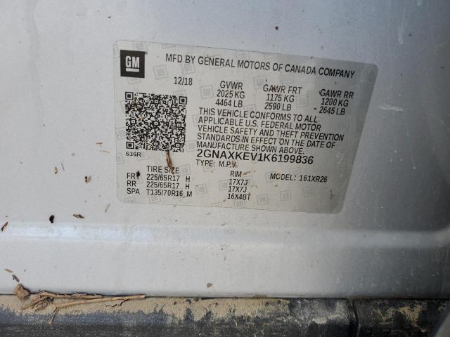 Photo 10 from auction – 2019 CHEVROLET EQUINOX LT with VIN 2GNAXKEV1K6199836